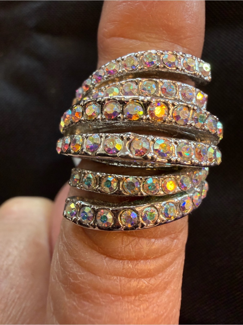 Park Lane Smashing Ring AB Crystal Wrap Statement Retired Orig. $140